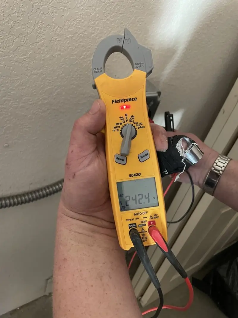 Voltage testing with clamp meter during Hot Tub / Pool Electrical Wiring in Collingswood